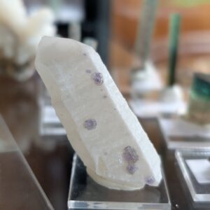 Candle Quartz Point with Purple Fluorite