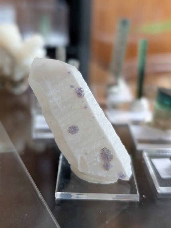 Candle Quartz Point with Purple Fluorite